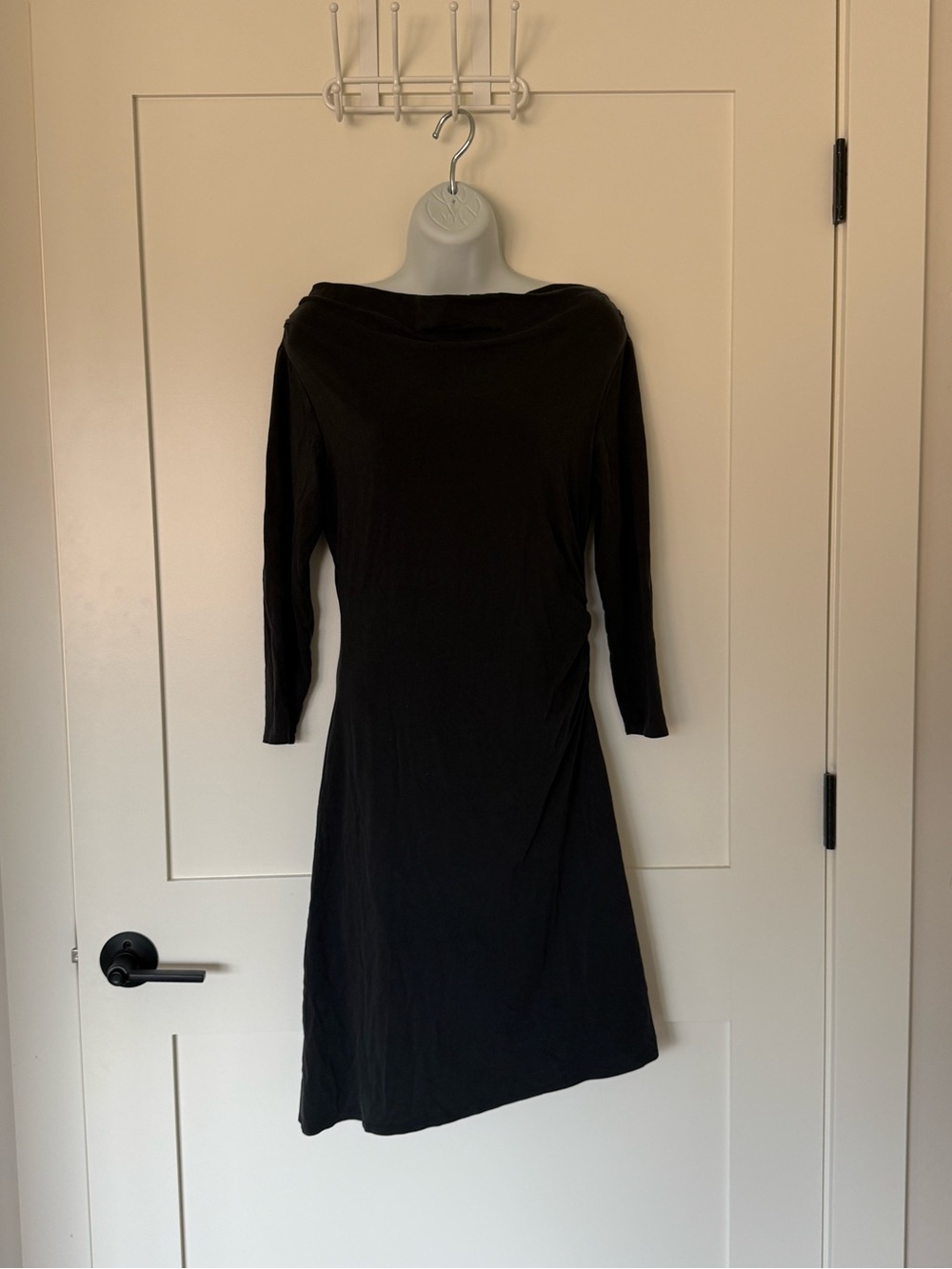 Patagonia Margot Dress Black 3/4 Sleeve Cowl Neck Size M